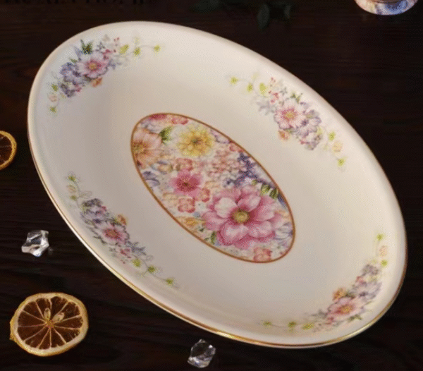 秘密花園魚皿 33×20×2.5CM 骨瓷